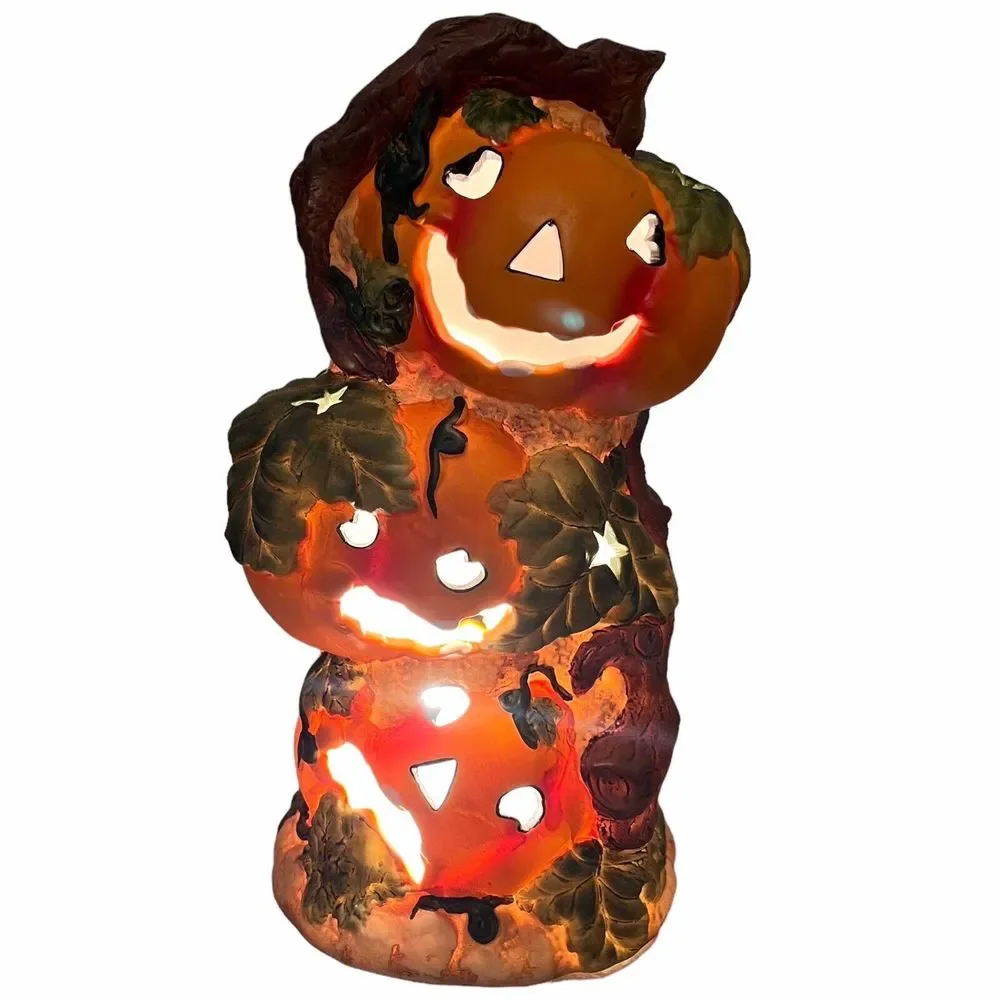 Vintage Halloween‎ Lamp Pumpkin Patch Stack Decoration ~ WORKS!